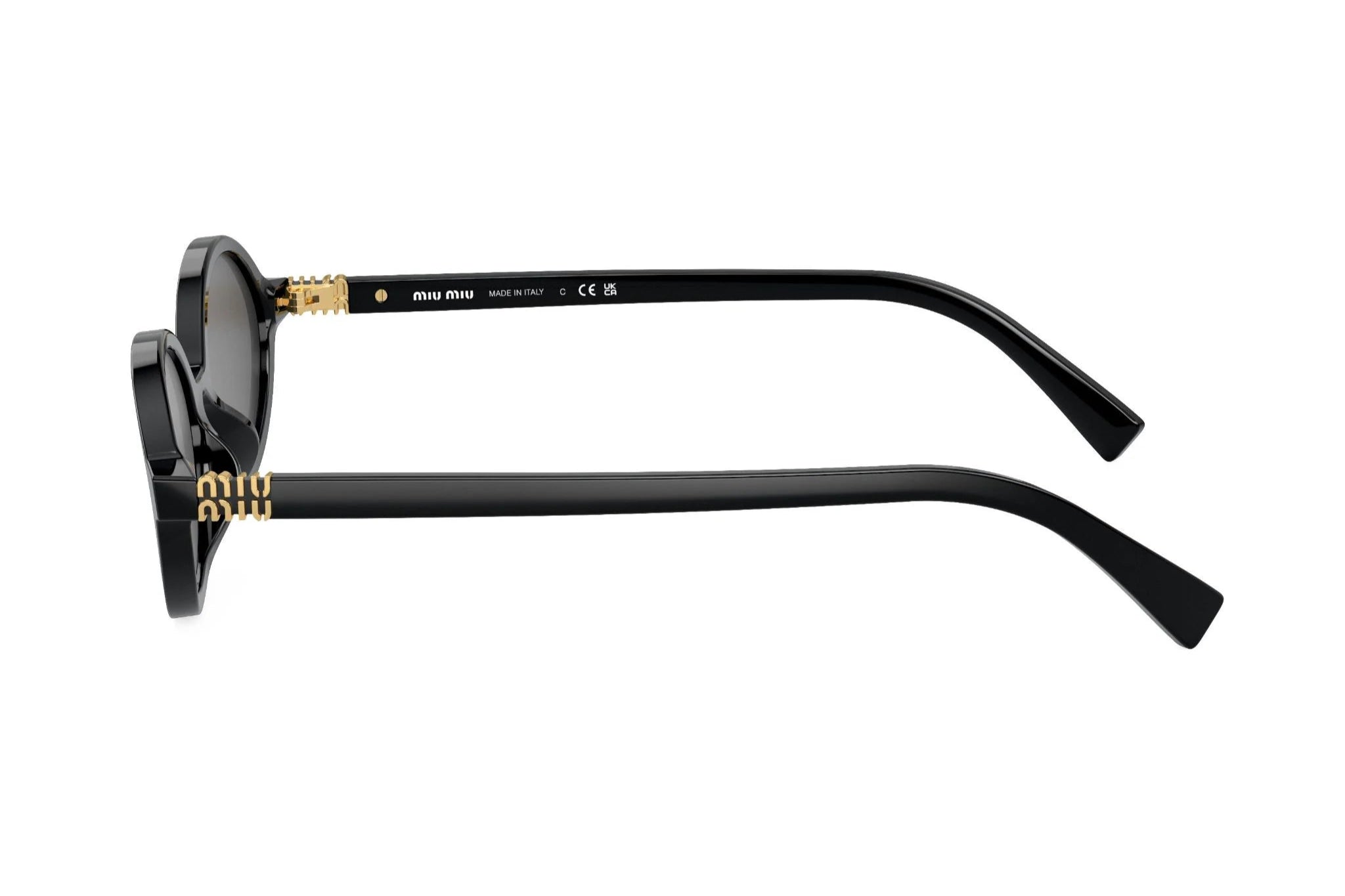 Miu Miu MU04ZS 1AB5S0 logo lettering oval-frame black sunglasses - Chris Optics