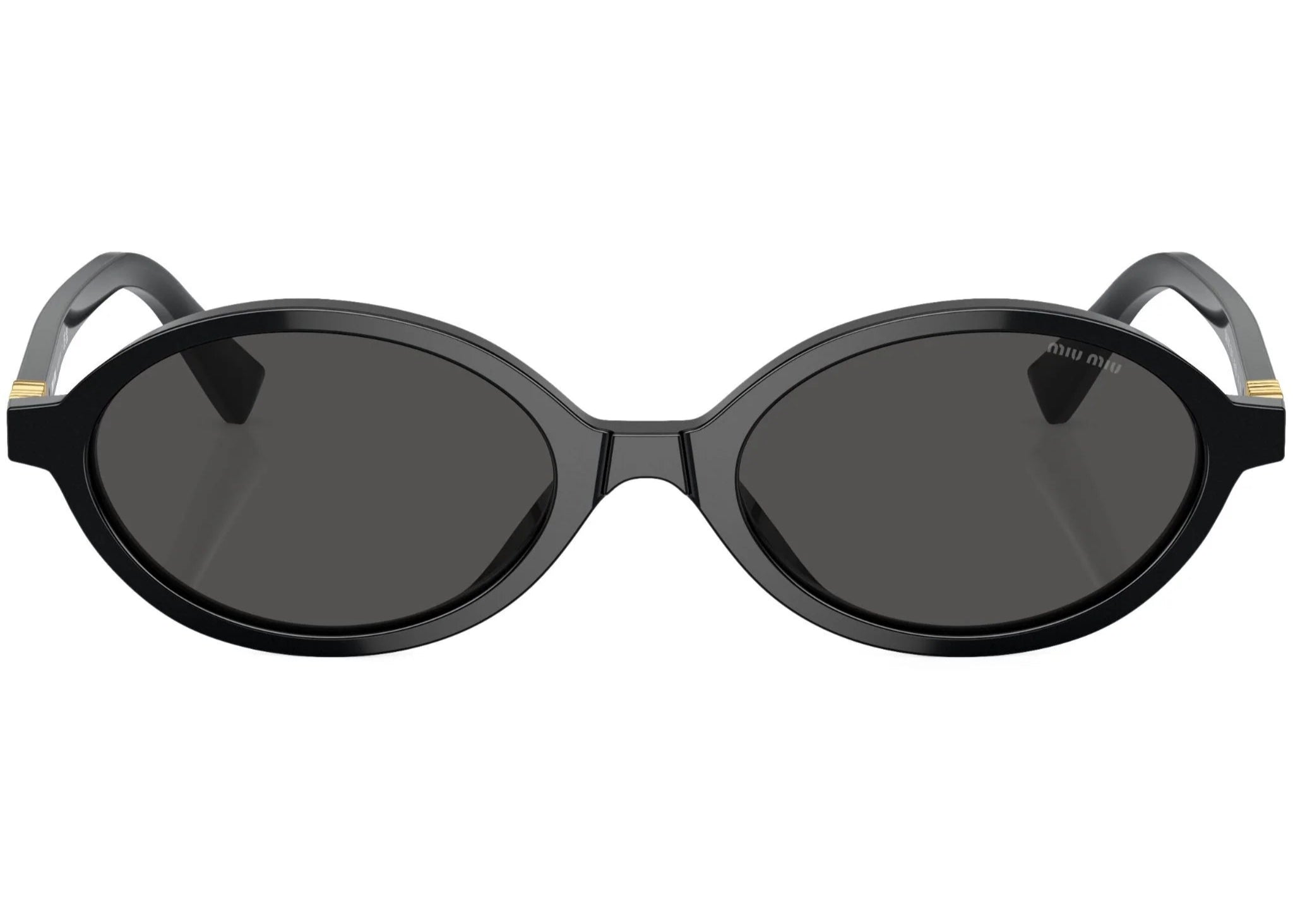 Miu Miu MU04ZS 1AB5S0 logo lettering oval-frame black sunglasses - Chris Optics