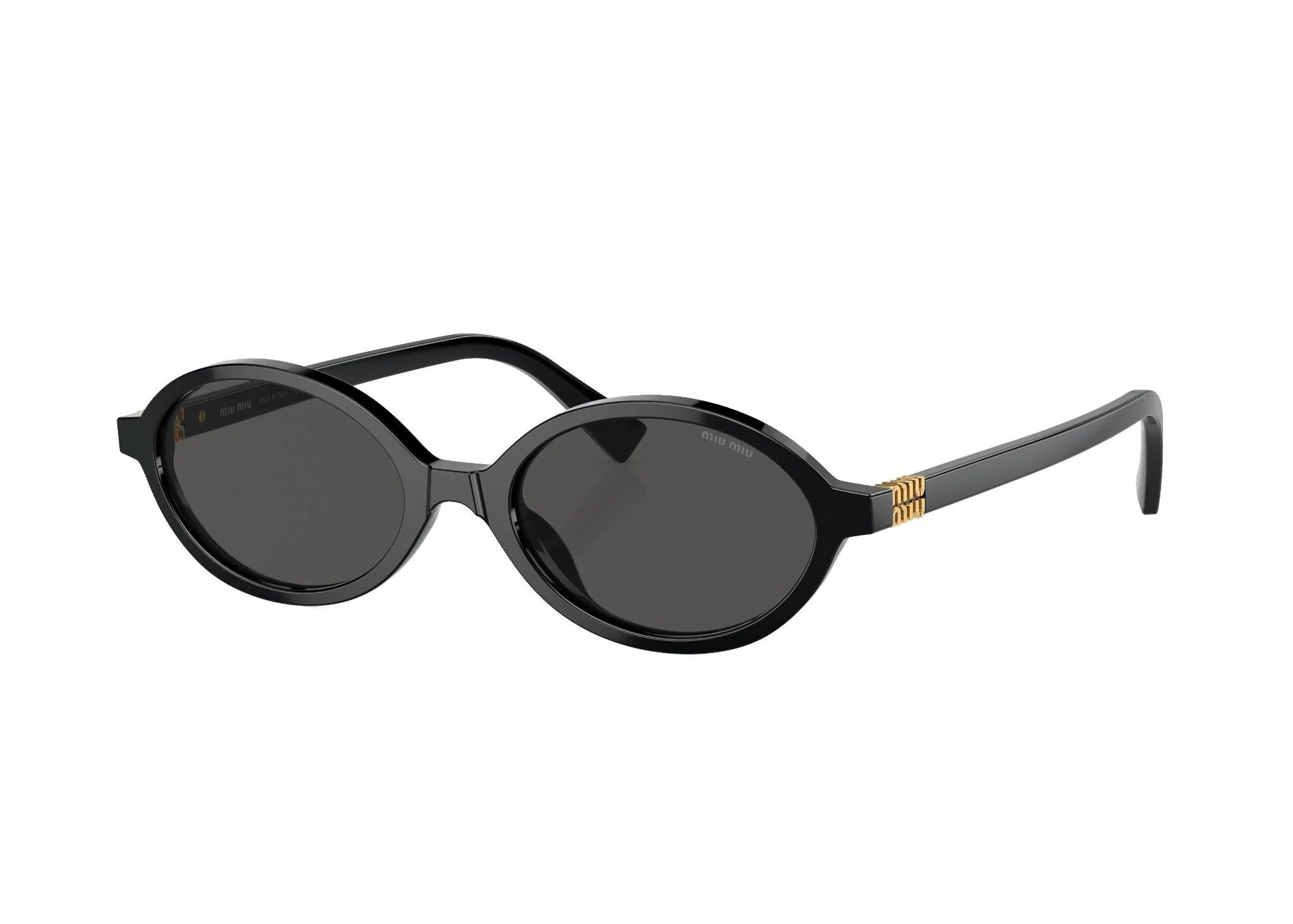 Miu Miu MU04ZS 1AB5S0 logo lettering oval-frame black sunglasses - Chris Optics