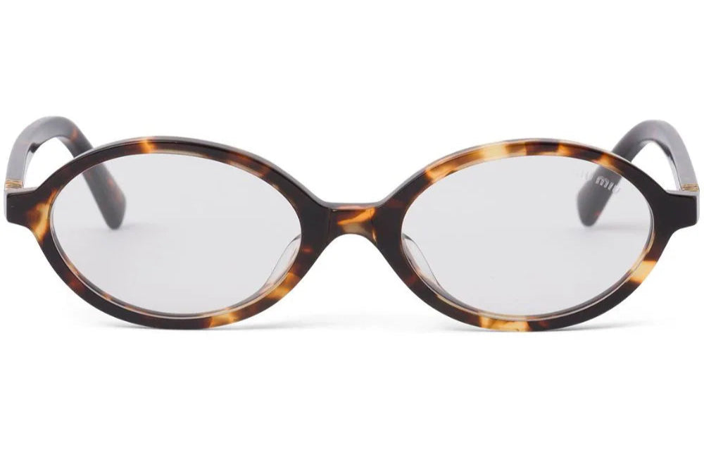 Miu Miu VAU07F logo lettering tortoise brown oval-frame grey lens sunglasses - Chris Optics