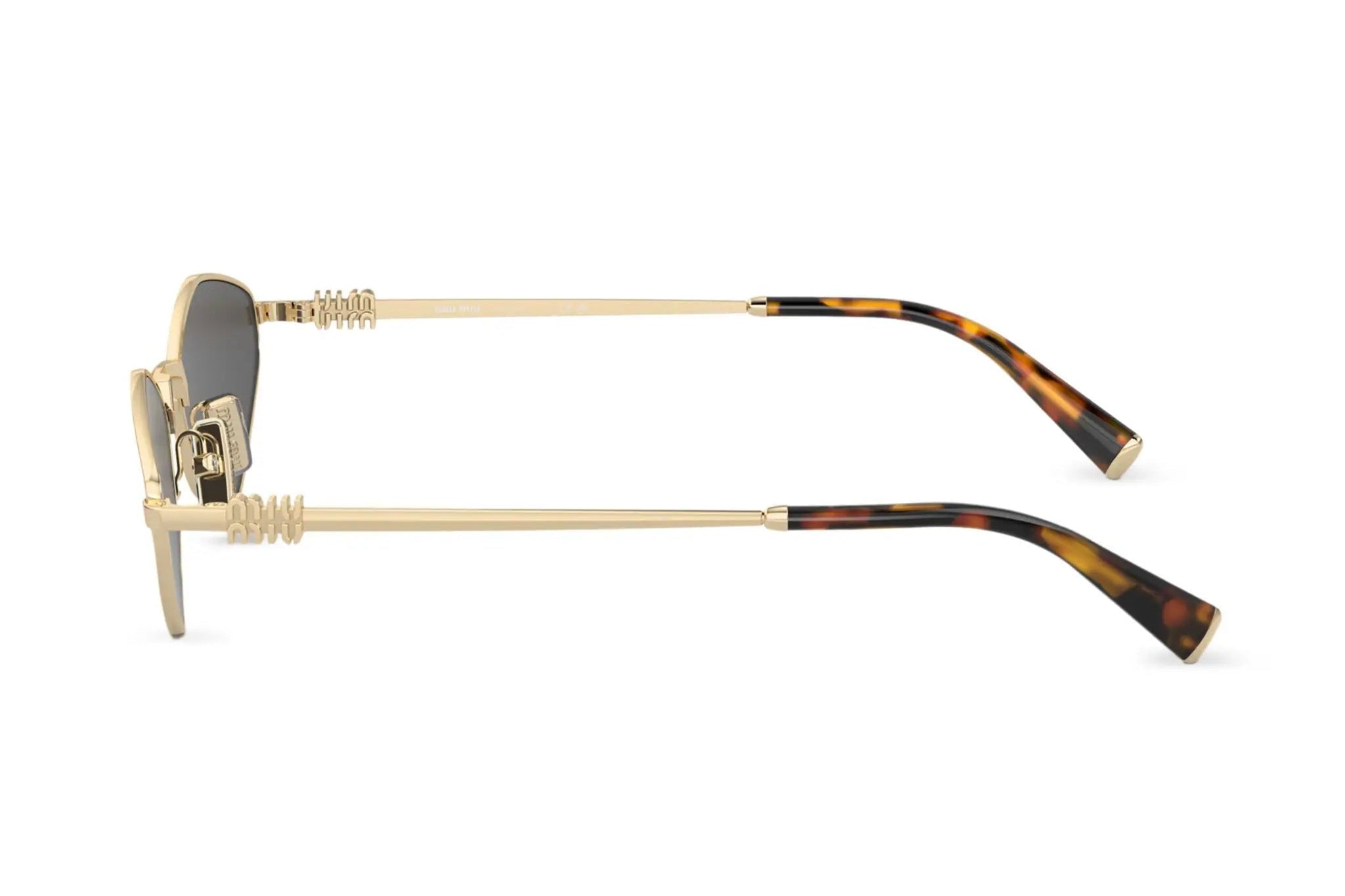 Miu Miu MU56ZS ZVN5S0 gold logo lettering geometric-frame sunglasses - Chris Optics