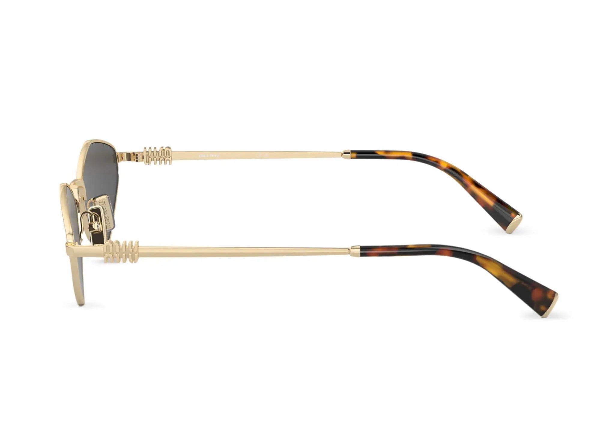 Miu Miu MU56ZS ZVN5S0 gold logo lettering geometric-frame sunglasses - Chris Optics