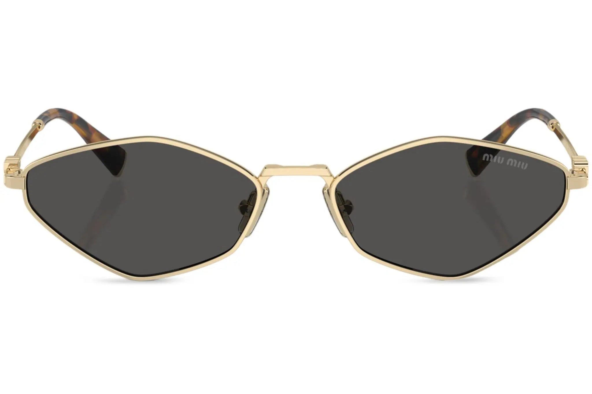 Miu Miu MU56ZS ZVN5S0 gold logo lettering geometric-frame sunglasses - Chris Optics
