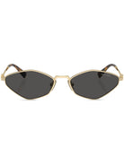 Miu Miu MU56ZS ZVN5S0 gold logo lettering geometric-frame sunglasses - Chris Optics