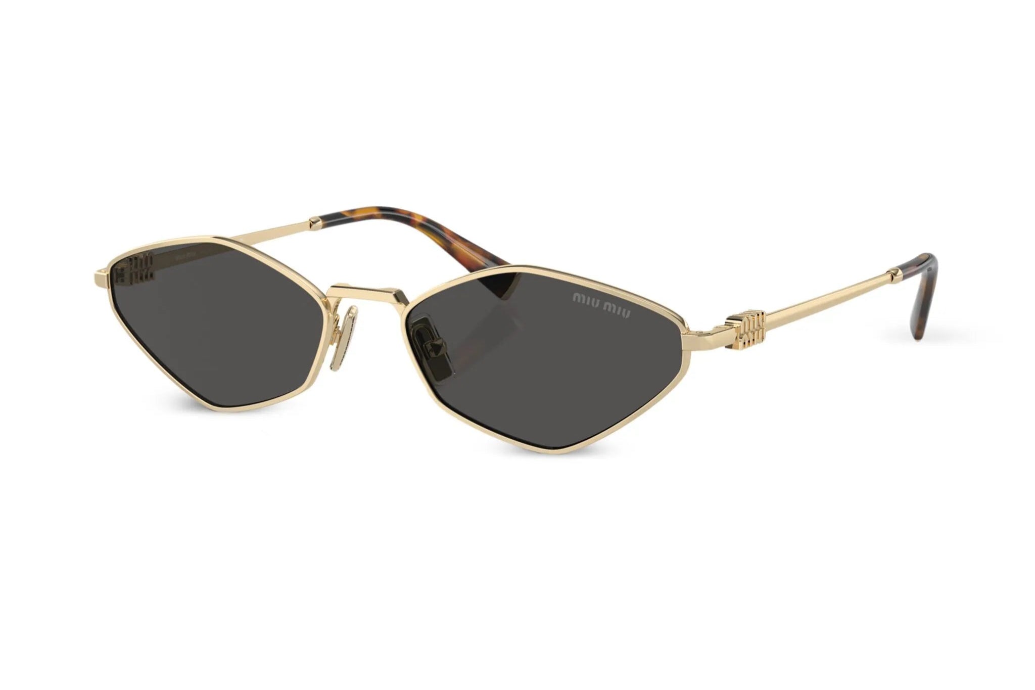Miu Miu MU56ZS ZVN5S0 gold logo lettering geometric-frame sunglasses - Chris Optics