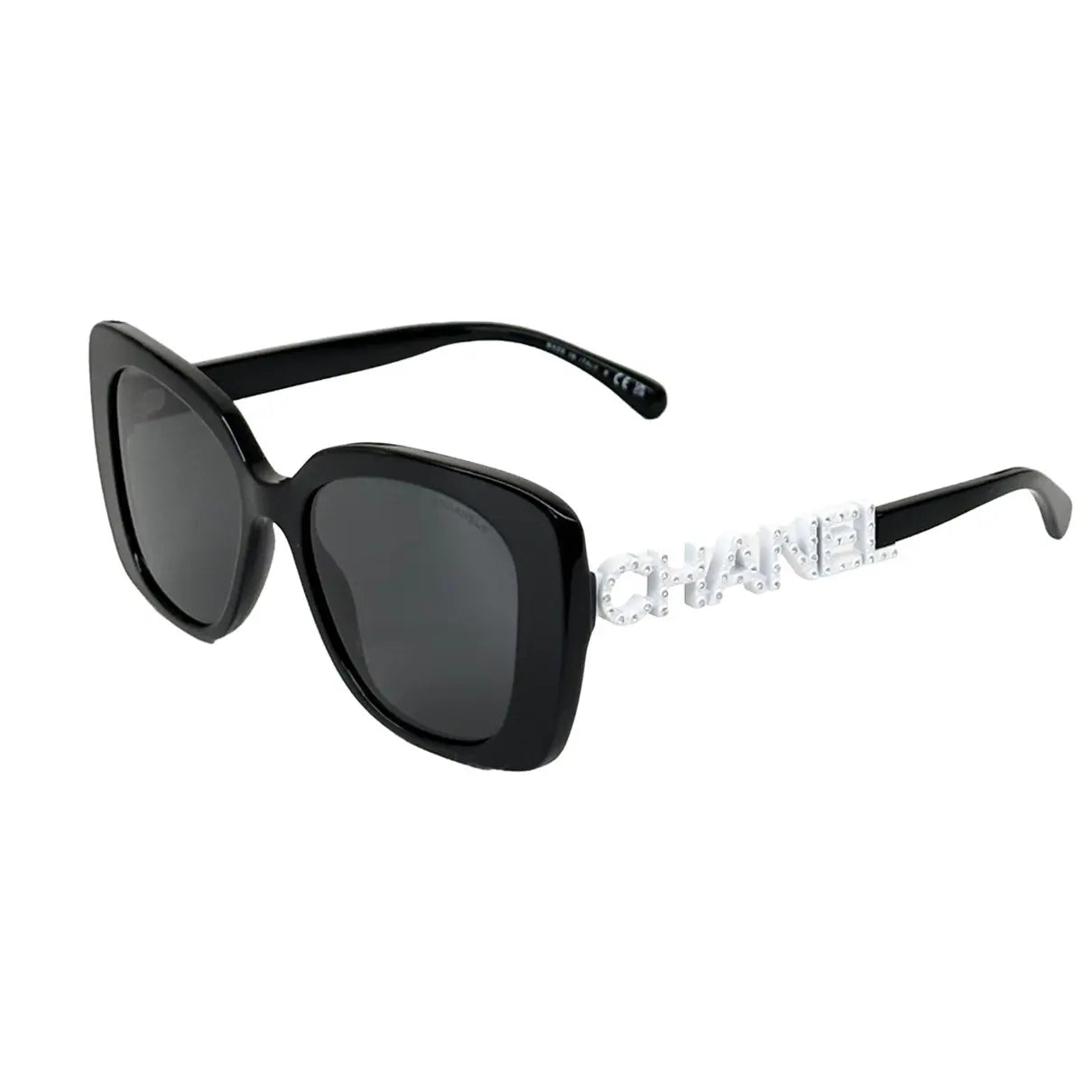 Chanel Square Sunglasses Black Acetate with Diamanté CC Logo