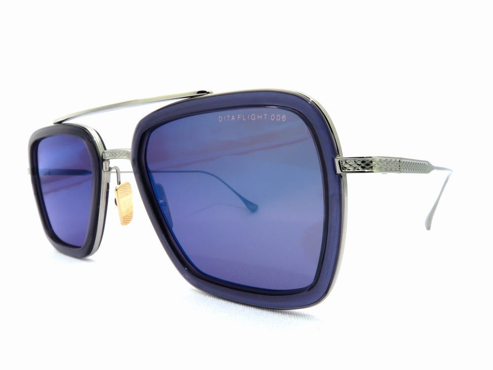 Dita Flight Luxury Aviator Sunglasses with Smoke Grey Crystal