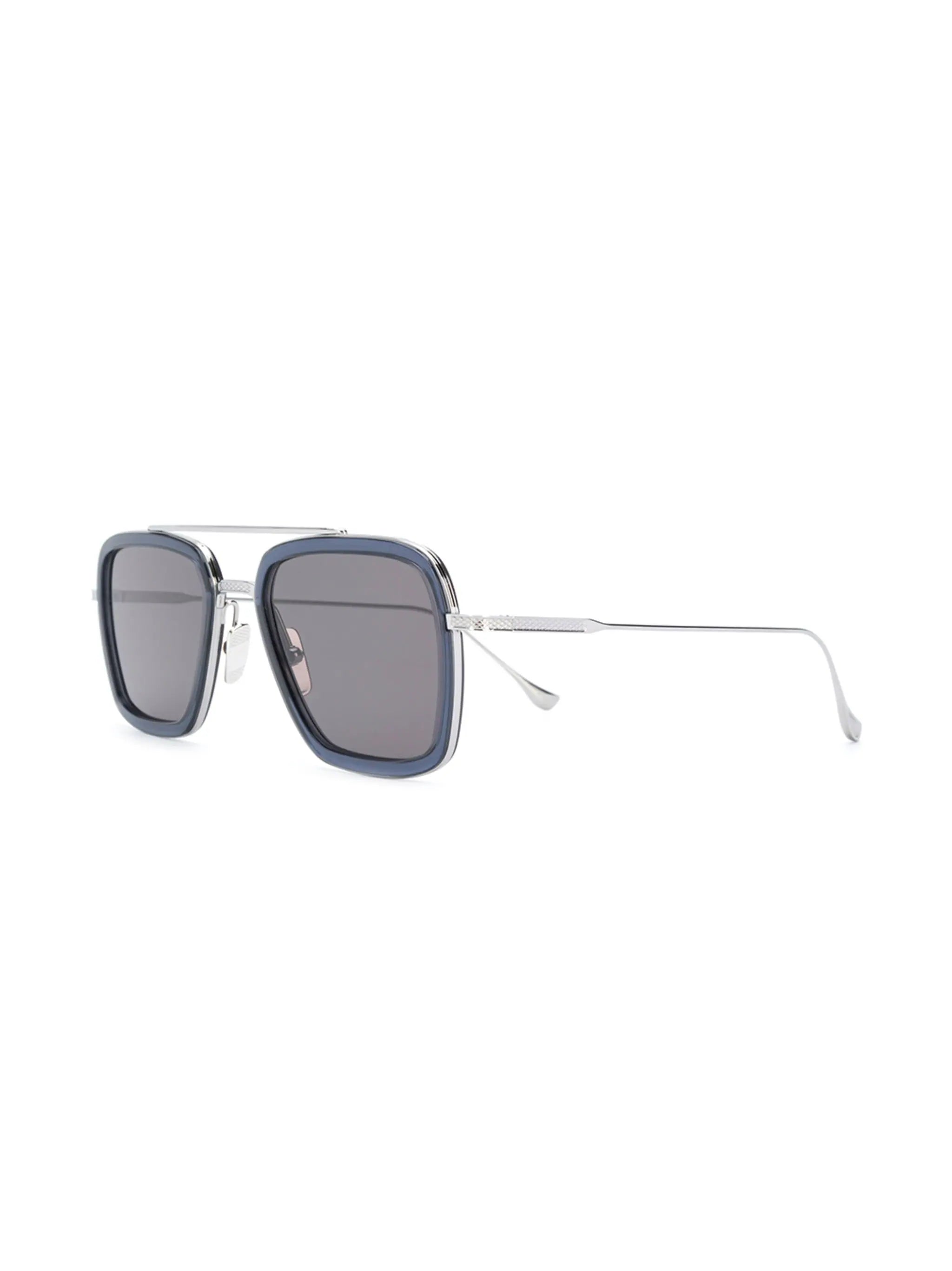 Dita Flight Luxury Aviator Sunglasses with Smoke Grey Crystal