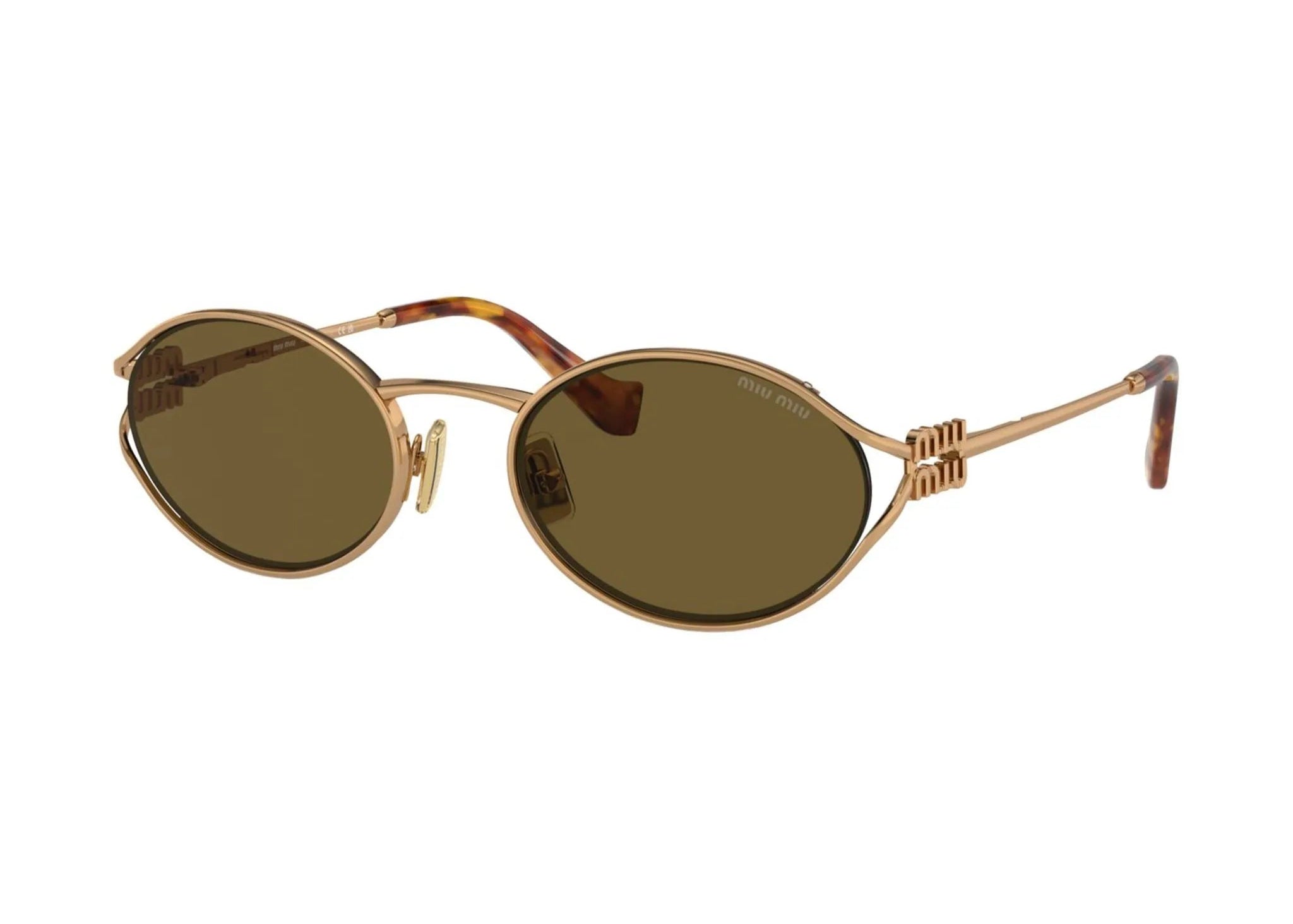 Miu Miu MU52YS 7OE01T oval frame gold sunglasses - Chris Optics