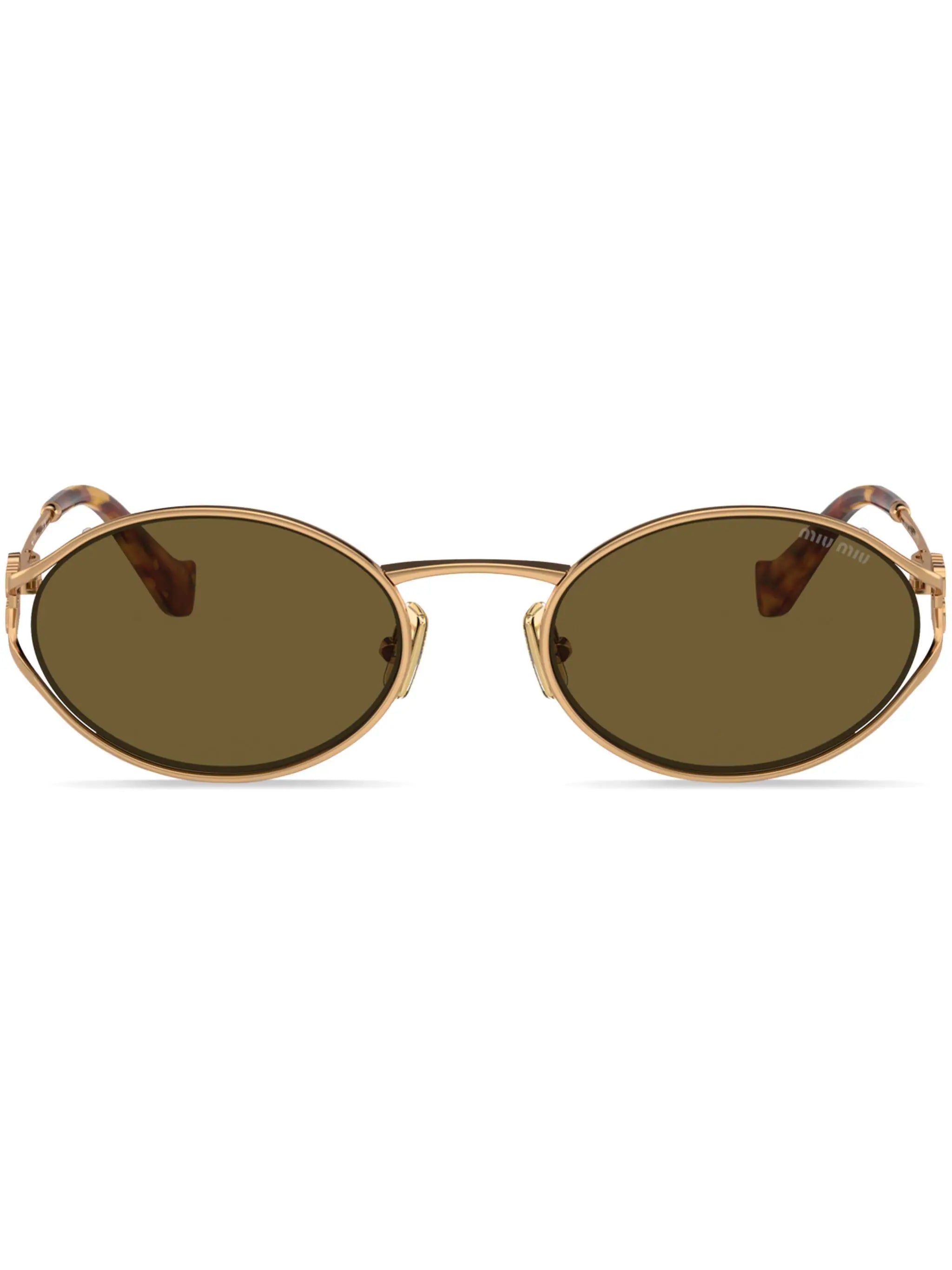 Miu Miu MU52YS 7OE01T oval frame gold sunglasses - Chris Optics