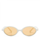 Miu Miu MU04ZS 14240D logo lettering oval-frame white sunglasses - Chris Optics