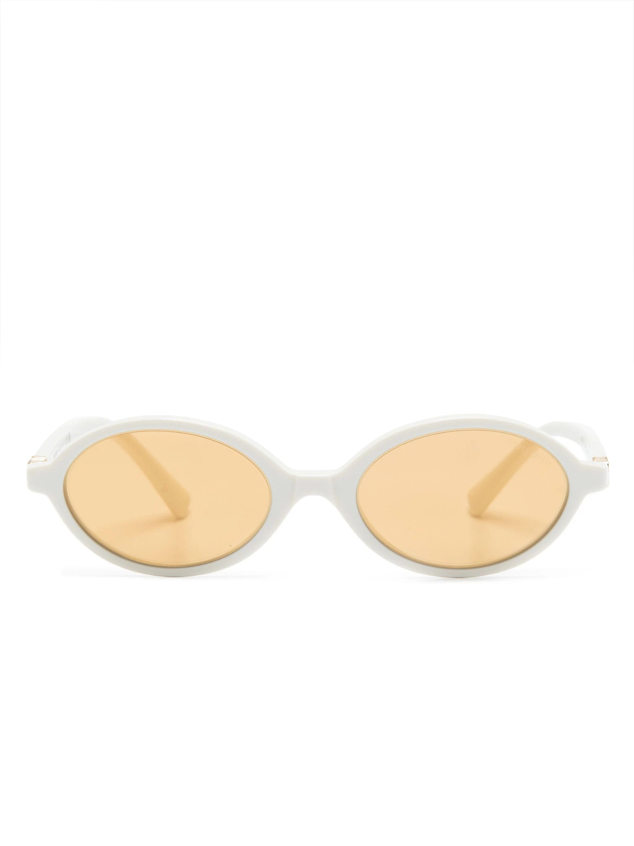 Miu Miu MU04ZS 14240D logo lettering oval-frame white sunglasses - Chris Optics