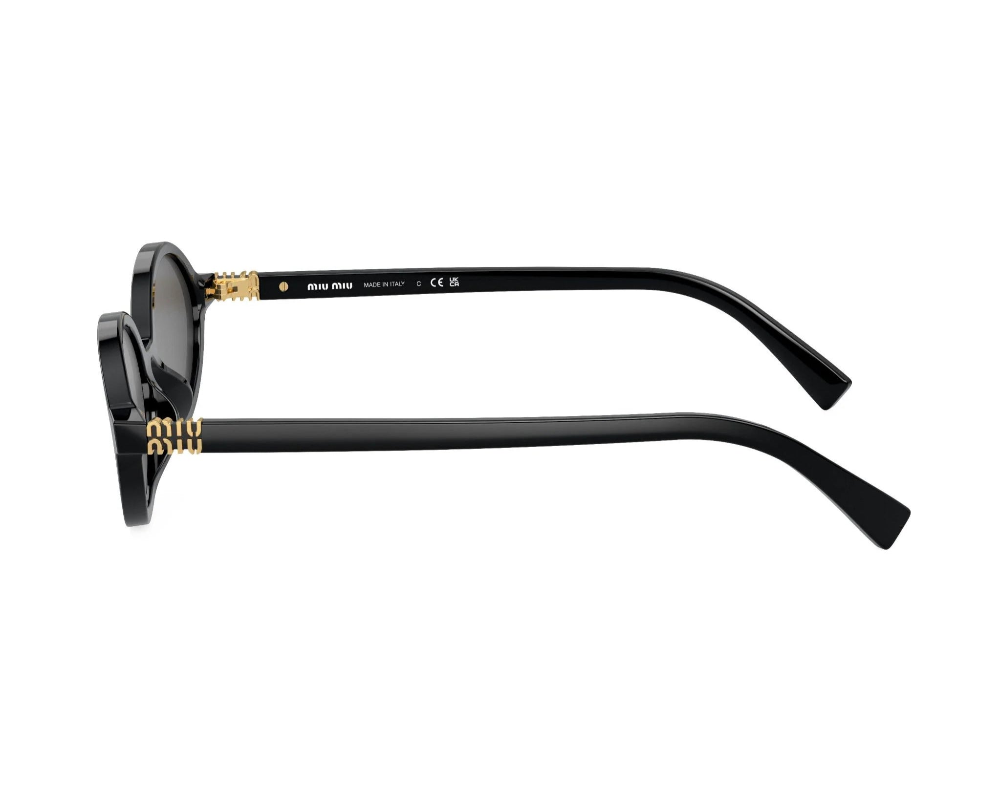 Miu Miu MU04ZS 1AB5S0 logo lettering oval-frame black sunglasses - Chris Optics