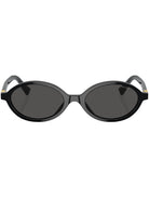 Miu Miu MU04ZS 1AB5S0 logo lettering oval-frame black sunglasses - Chris Optics