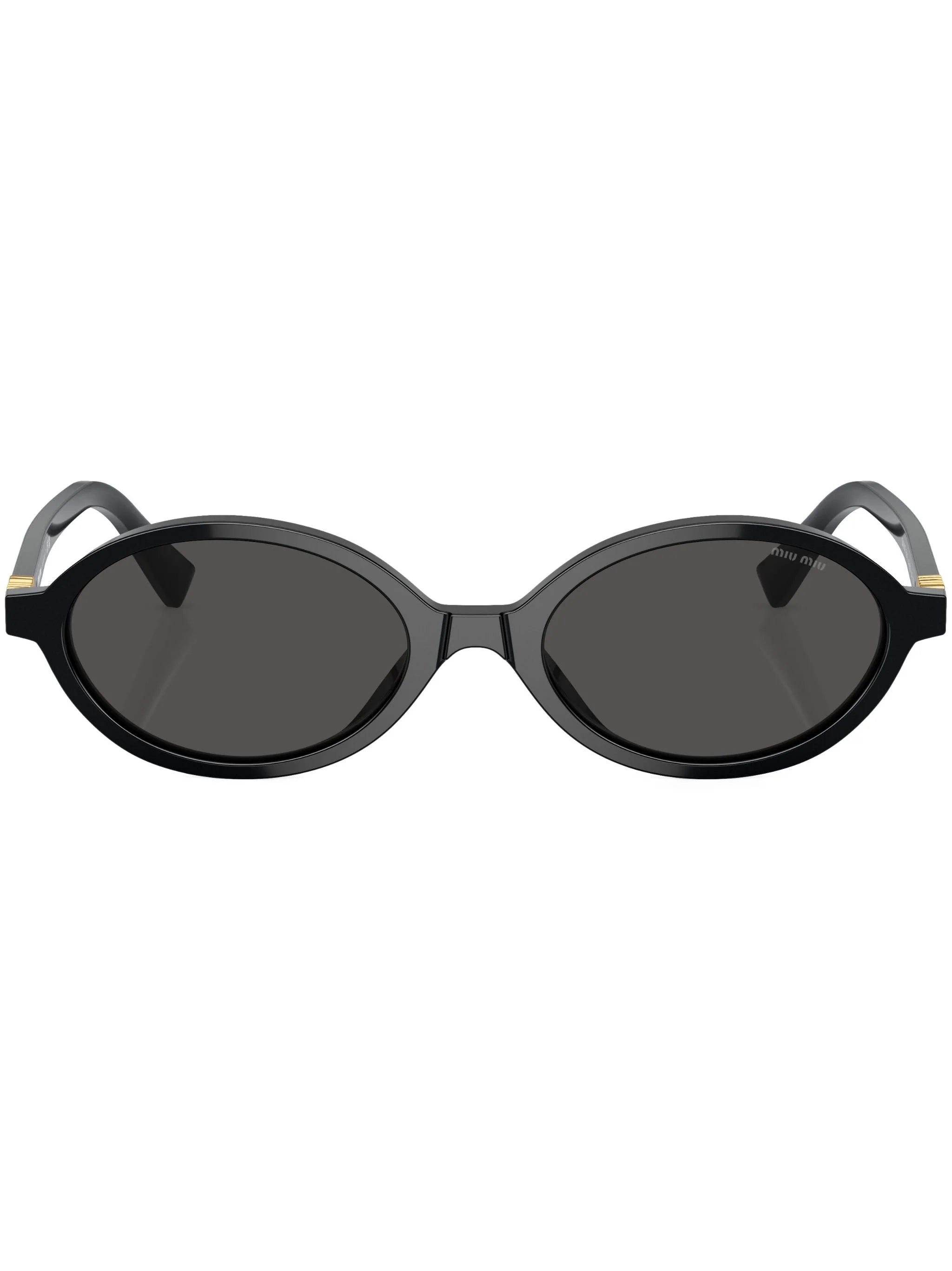 Miu Miu MU04ZS 1AB5S0 logo lettering oval-frame black sunglasses - Chris Optics