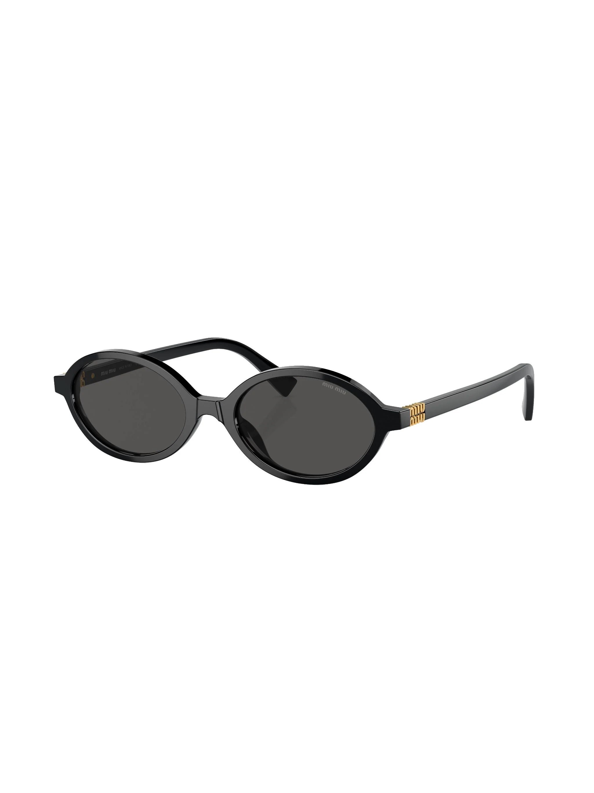 Miu Miu MU04ZS 1AB5S0 logo lettering oval-frame black sunglasses - Chris Optics