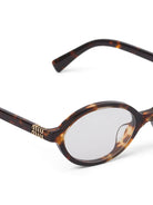 Miu Miu VAU07F logo lettering tortoise brown oval-frame grey lens sunglasses - Chris Optics