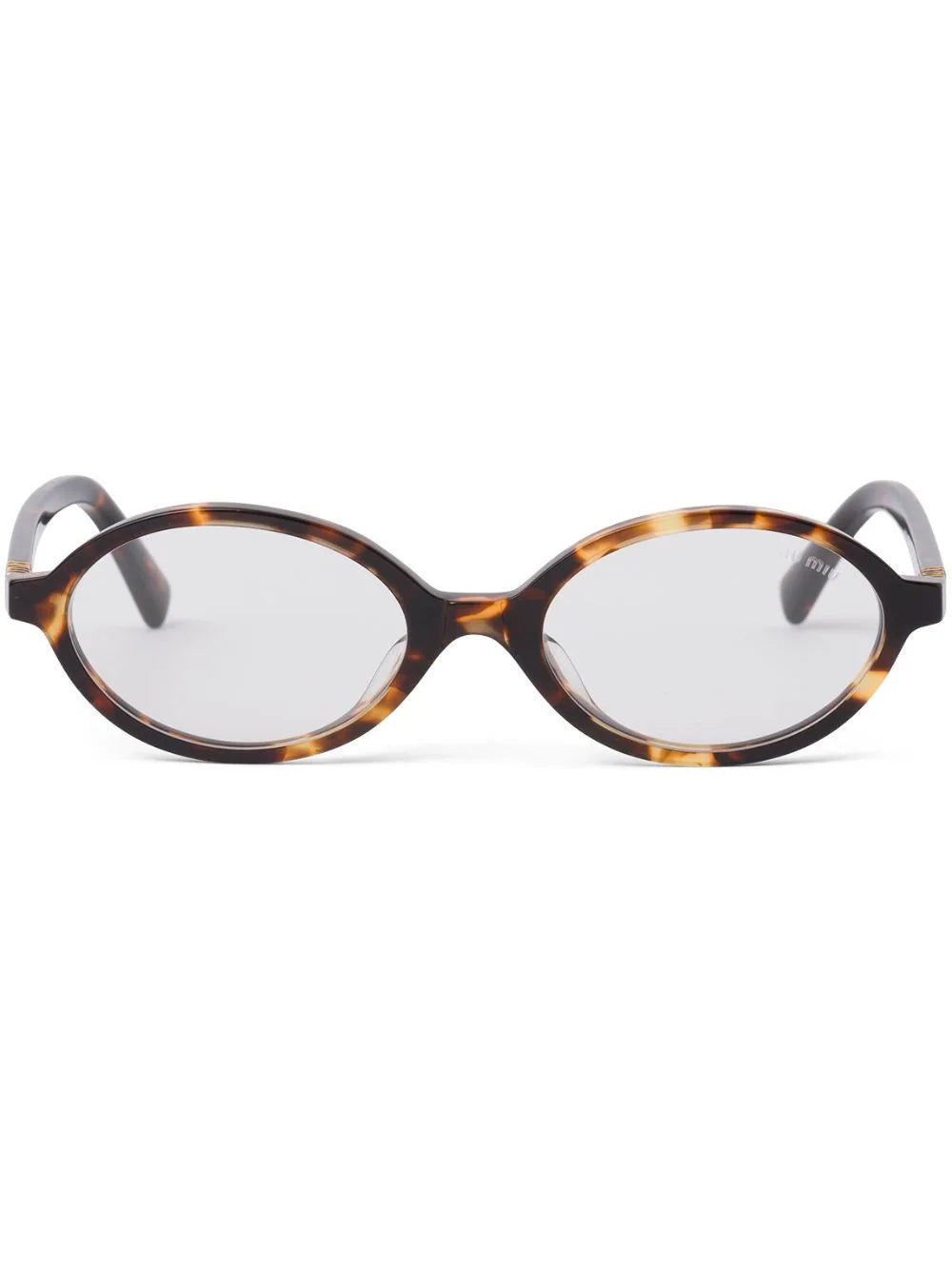 Miu Miu VAU07F logo lettering tortoise brown oval-frame grey lens sunglasses - Chris Optics