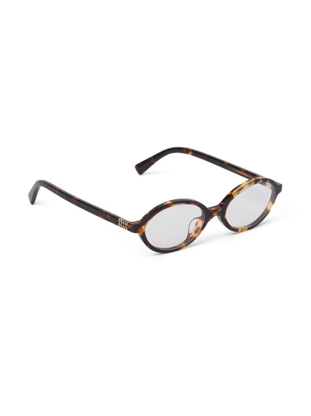 Miu Miu VAU07F logo lettering tortoise brown oval-frame grey lens sunglasses - Chris Optics