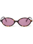 Miu Miu MU04ZS VAU50D logo lettering oval-frame regard tortoiseshell-effect sunglasses - Chris Optics