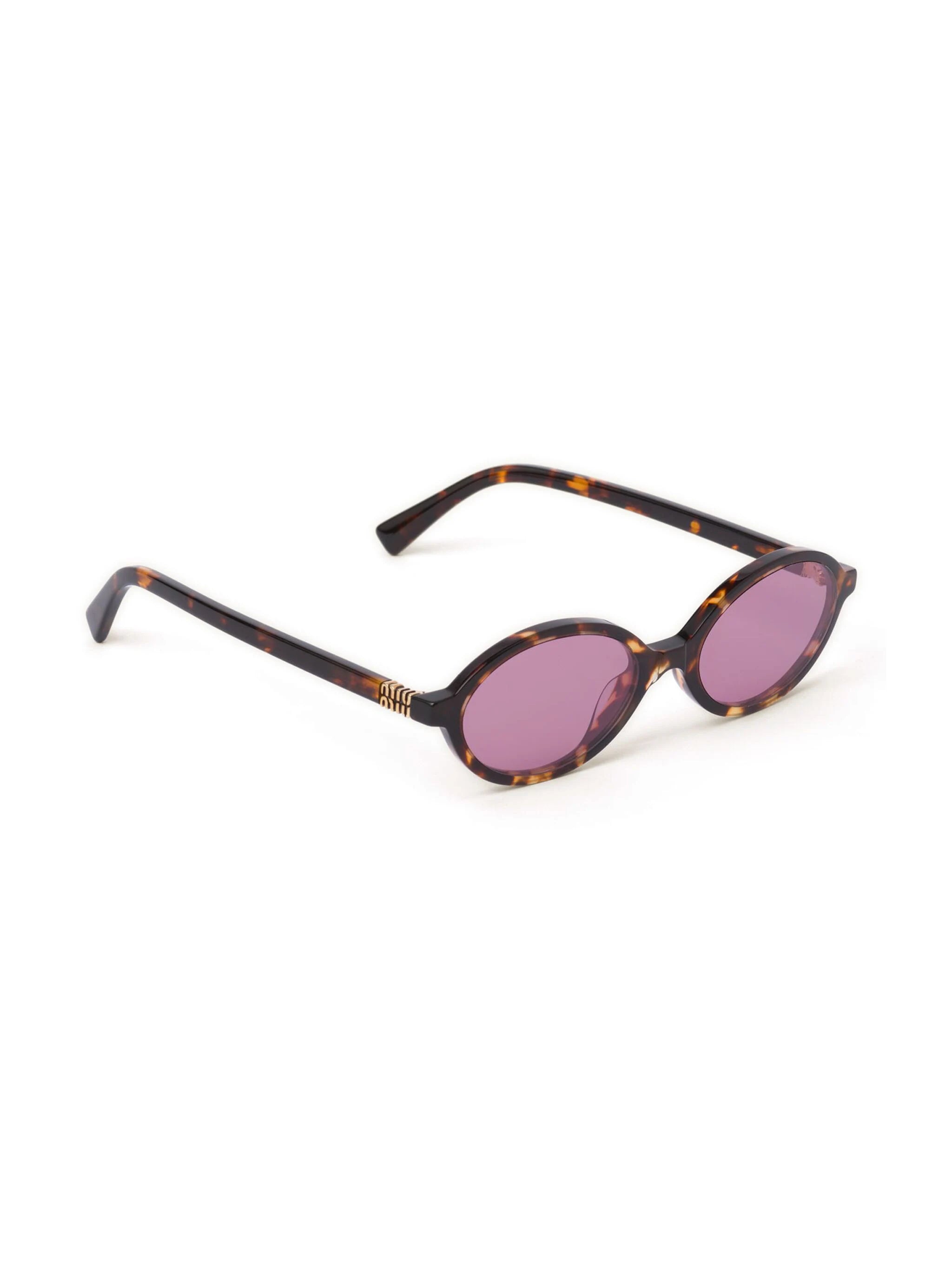 Miu Miu MU04ZS VAU50D logo lettering oval-frame regard tortoiseshell-effect sunglasses - Chris Optics