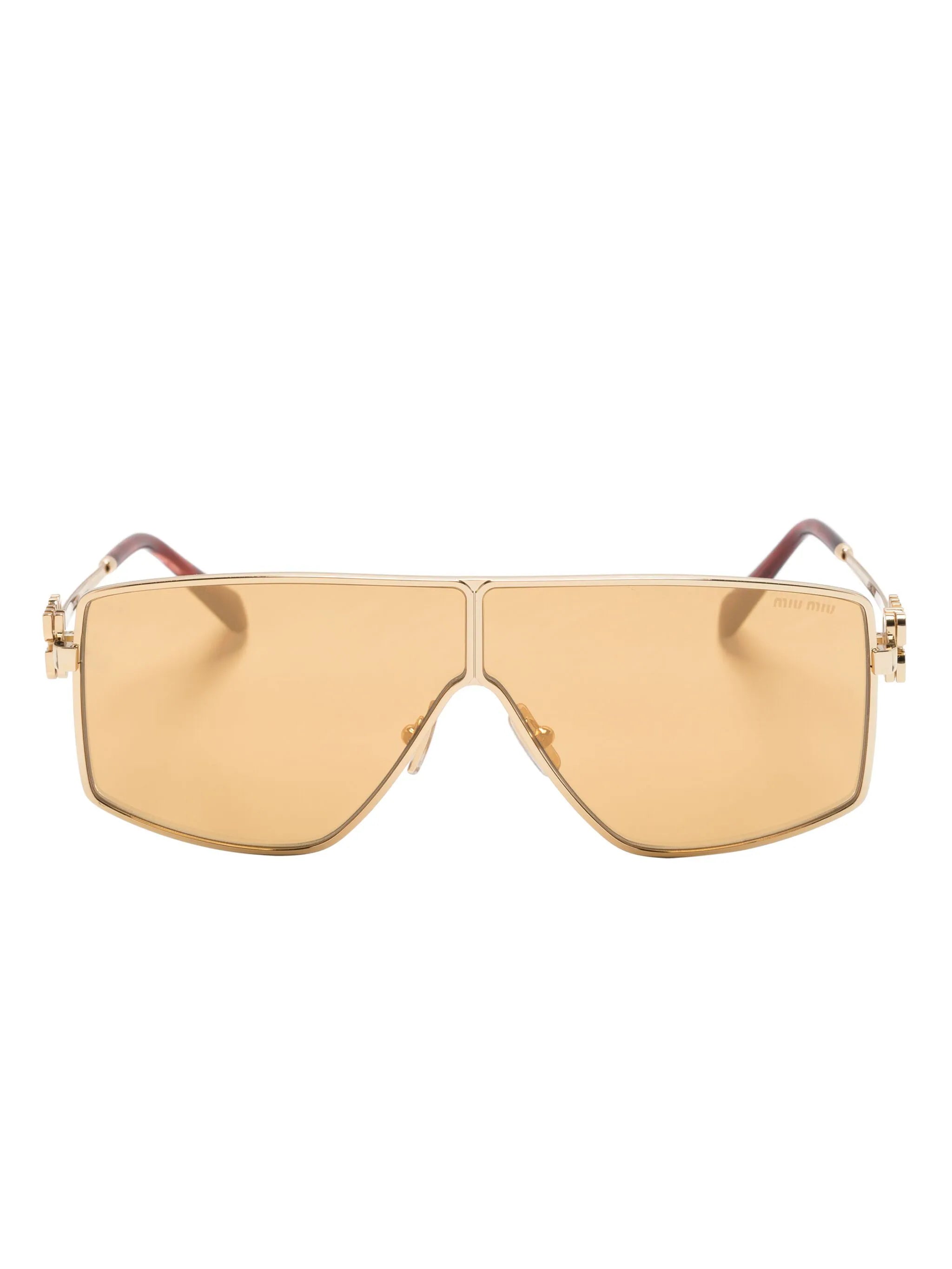 Miu Miu MU51ZS 5AK40D gold oversized frame metal sunglasses - Chris Optics