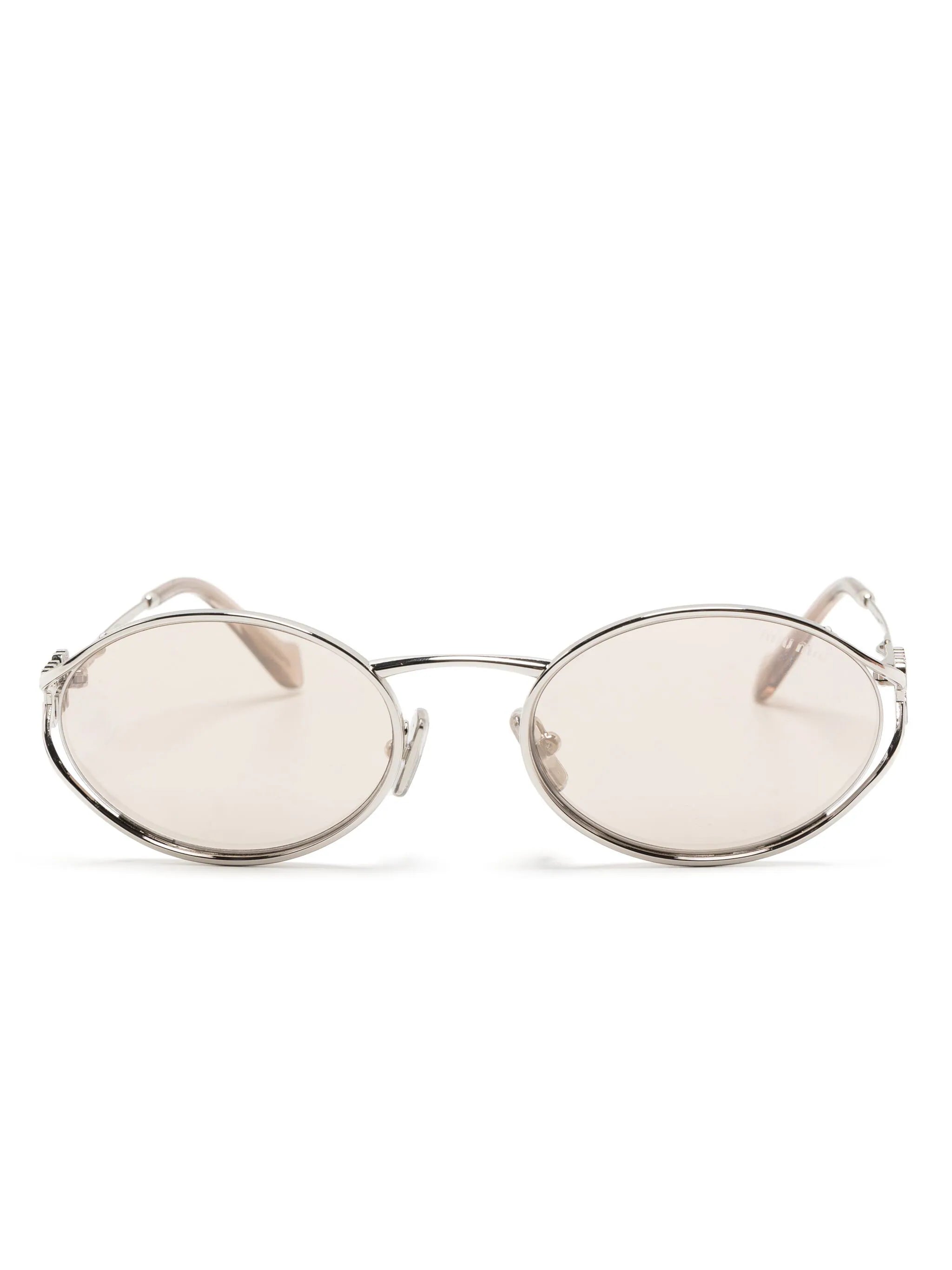 Miu Miu MU52YS 1BC10F silver oval frame metal sunglasses - Chris Optics