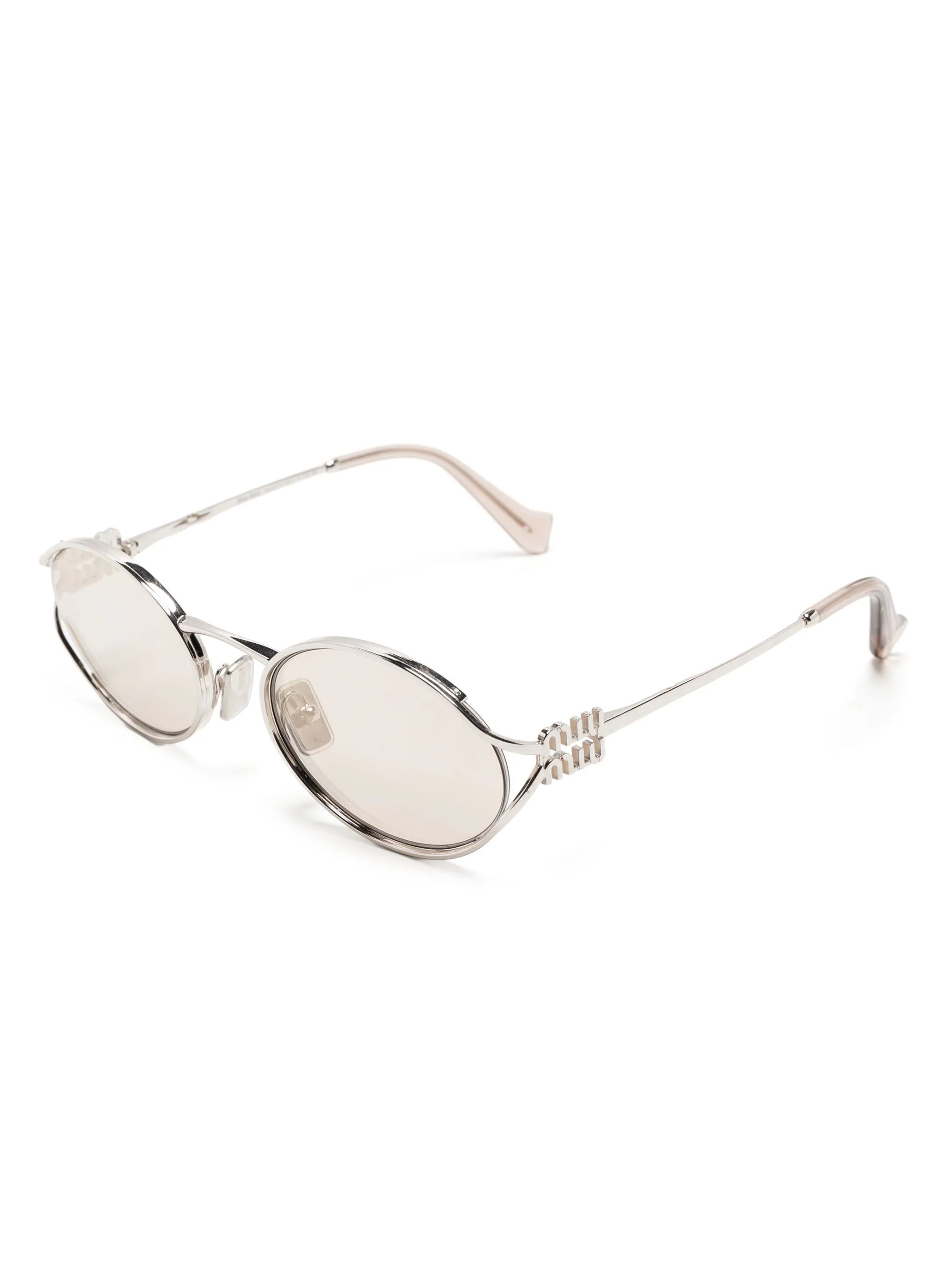 Miu Miu MU52YS 1BC10F silver oval frame metal sunglasses - Chris Optics