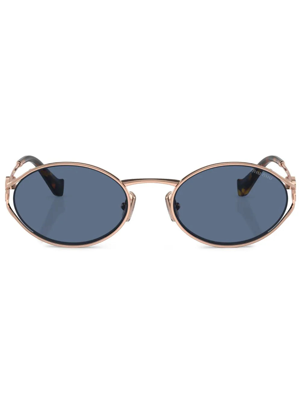 Miu Miu MU52YS ZVF1V1 blue gold oval frame metal sunglasses - Chris Optics