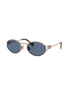 Miu Miu MU52YS ZVF1V1 blue gold oval frame metal sunglasses - Chris Optics