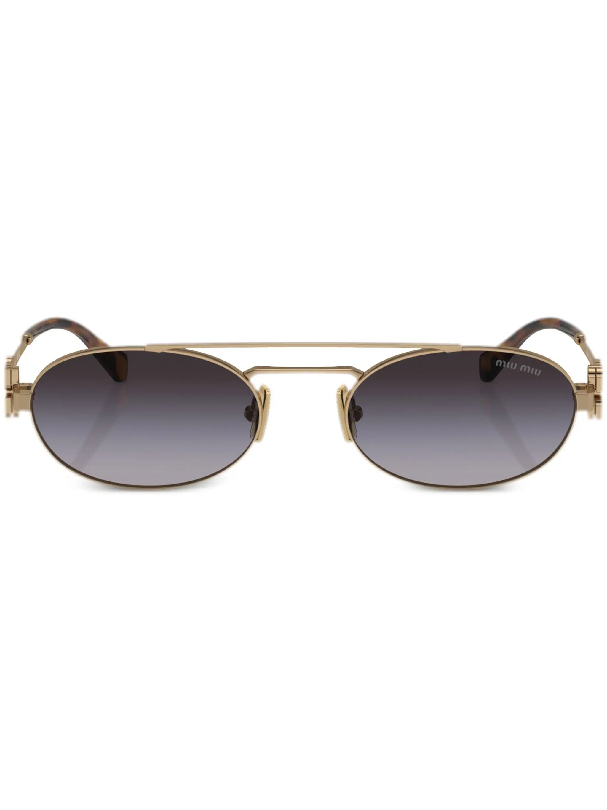 Miu Miu MU54ZS 7OE5D1 antique gold oval frame metal sunglasses - Chris Optics