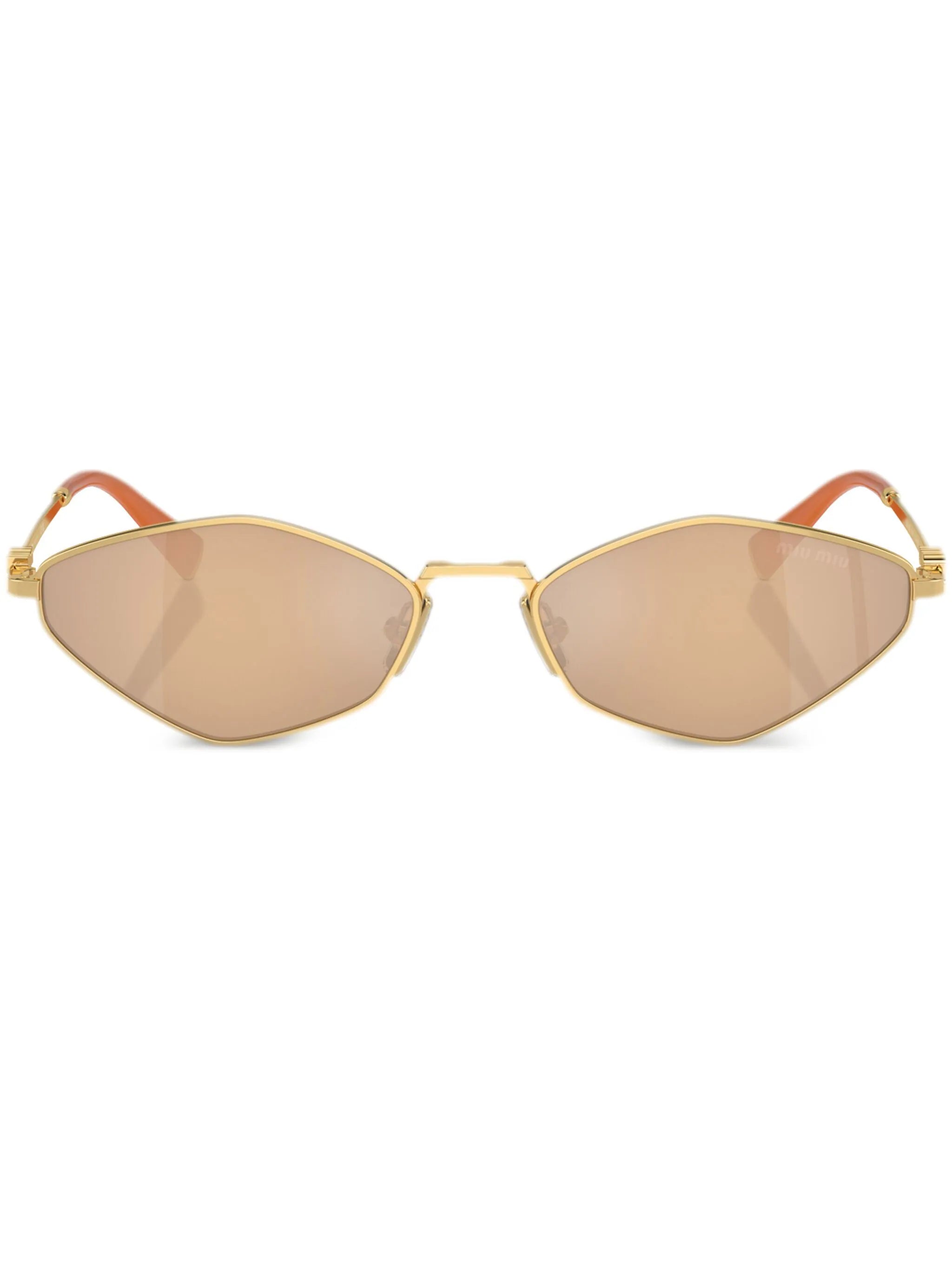 Miu Miu MU56ZS 5AK40D gold logo lettering geometric-frame sunglasses - Chris Optics