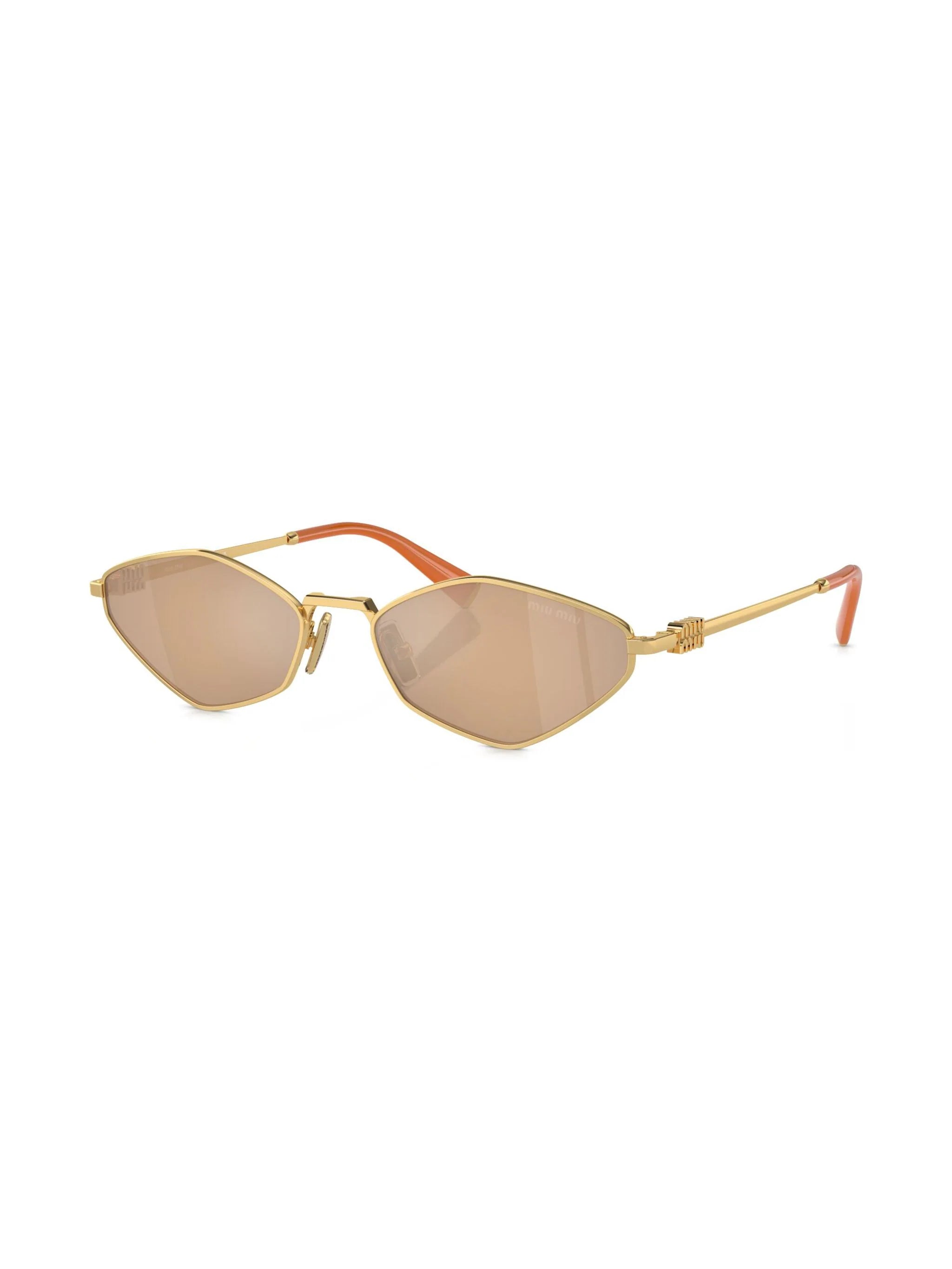 Miu Miu MU56ZS 5AK40D gold logo lettering geometric-frame sunglasses - Chris Optics