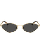 Miu Miu MU56ZS ZVN5S0 gold logo lettering geometric-frame sunglasses - Chris Optics