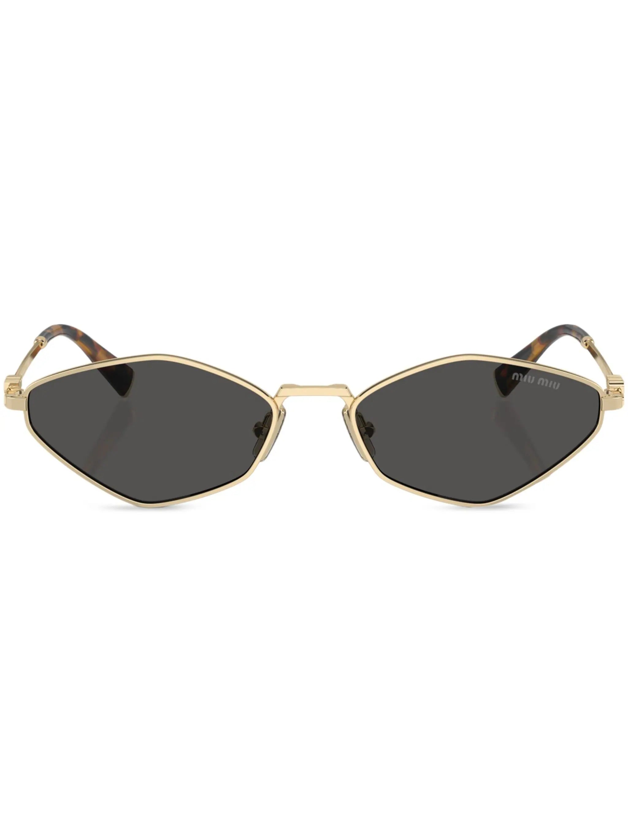 Miu Miu MU56ZS ZVN5S0 gold logo lettering geometric-frame sunglasses - Chris Optics