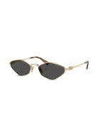 Miu Miu MU56ZS ZVN5S0 gold logo lettering geometric-frame sunglasses - Chris Optics